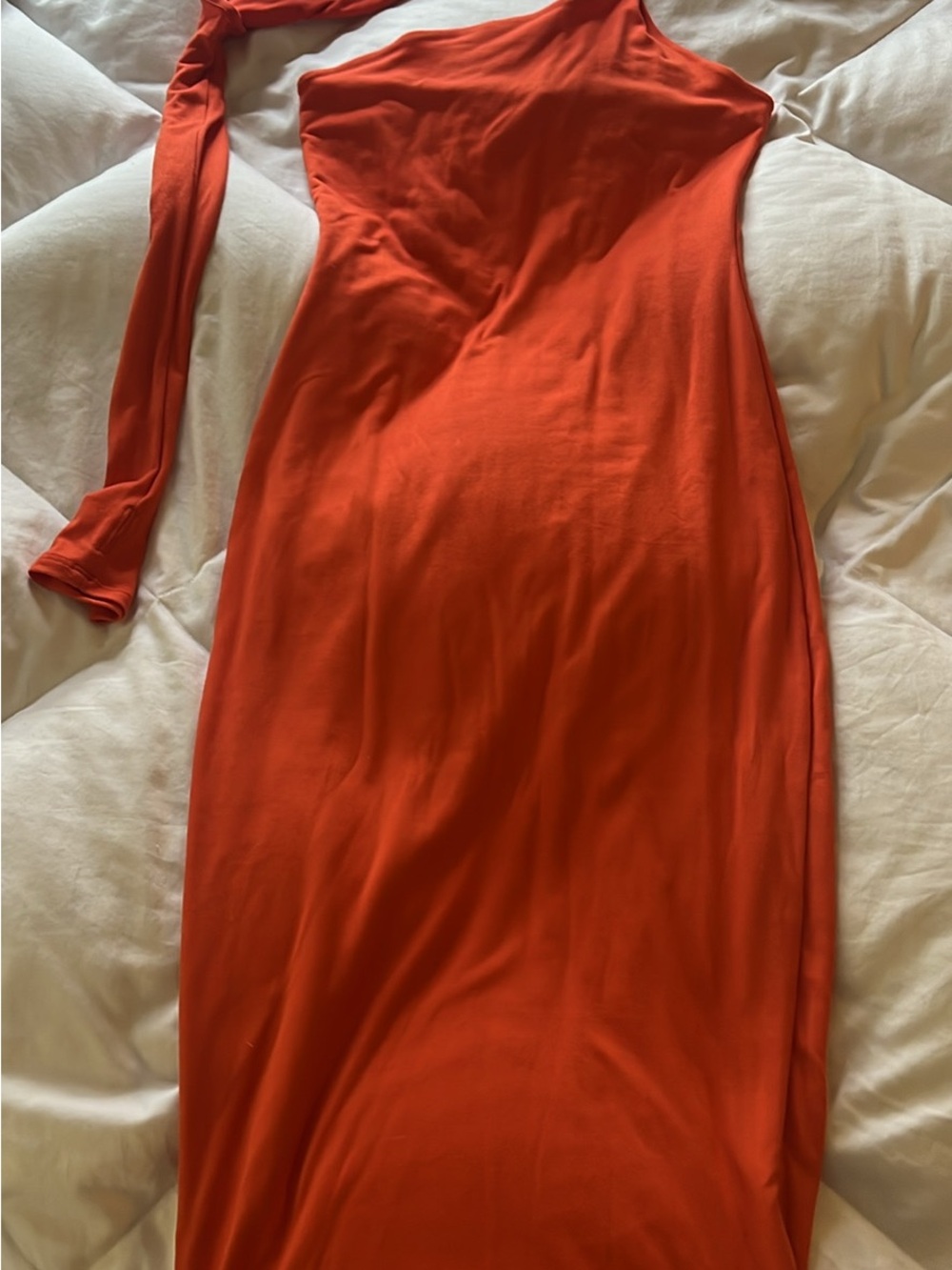 Fashion Nova One-Shoulder Long Sleeve Orange Bodycon Dress